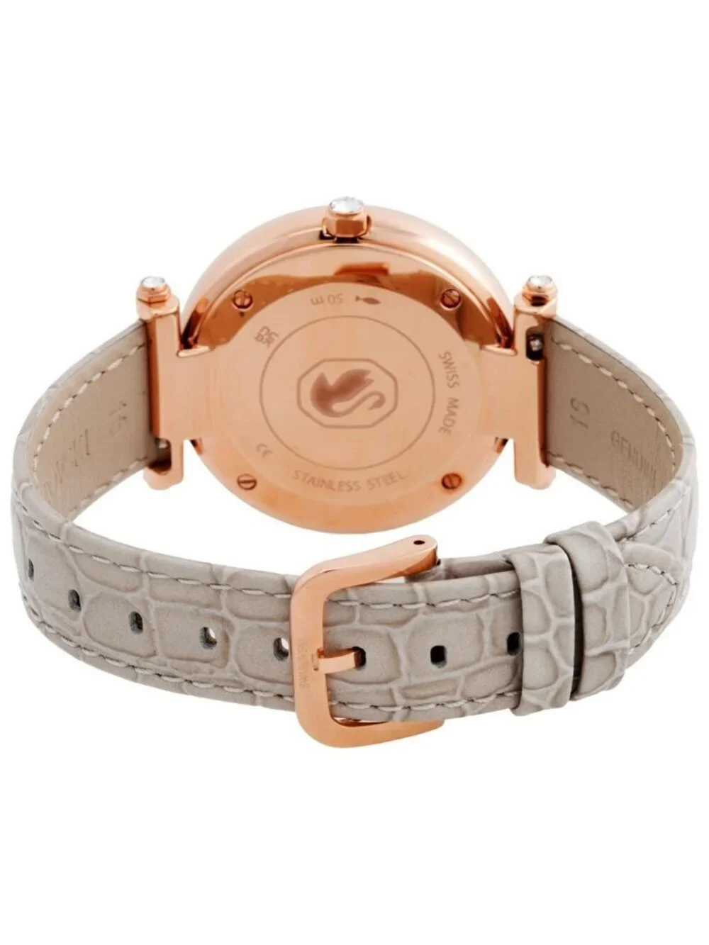 NWT Swarovski Crystalline Wonder Leather Strap Pvd Rose Gold Beige Crystal